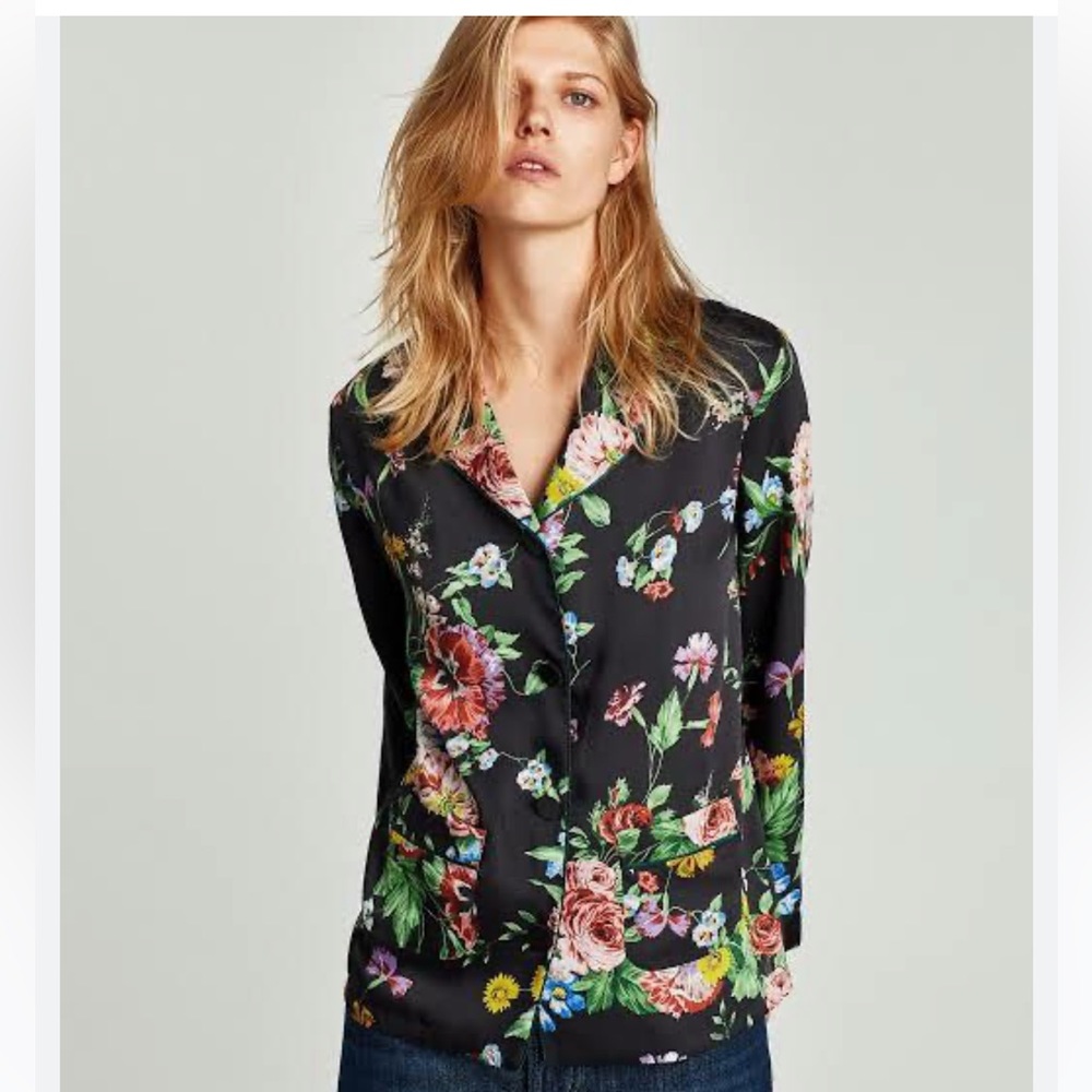 Zara Floral Satin Top